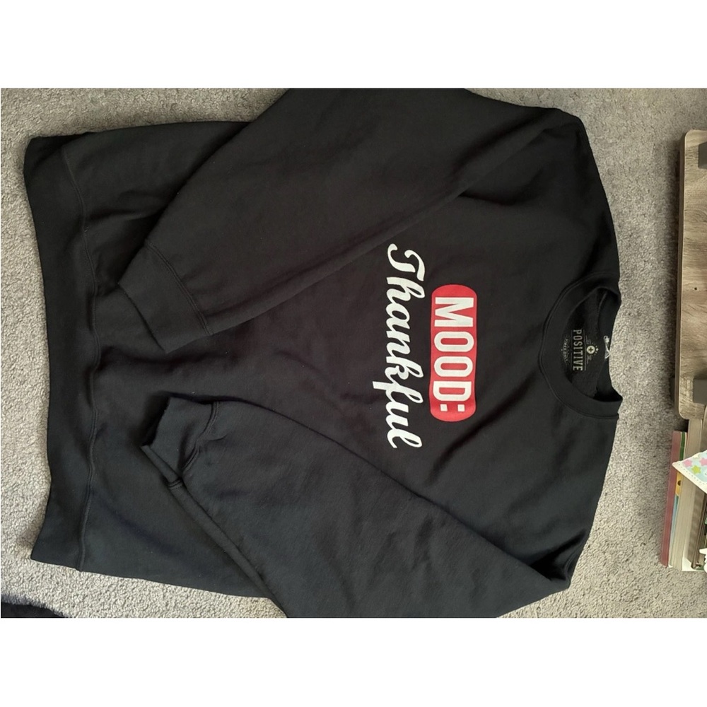 Black 'Mood: Thankful' Sweatshirt men’s crew neck
